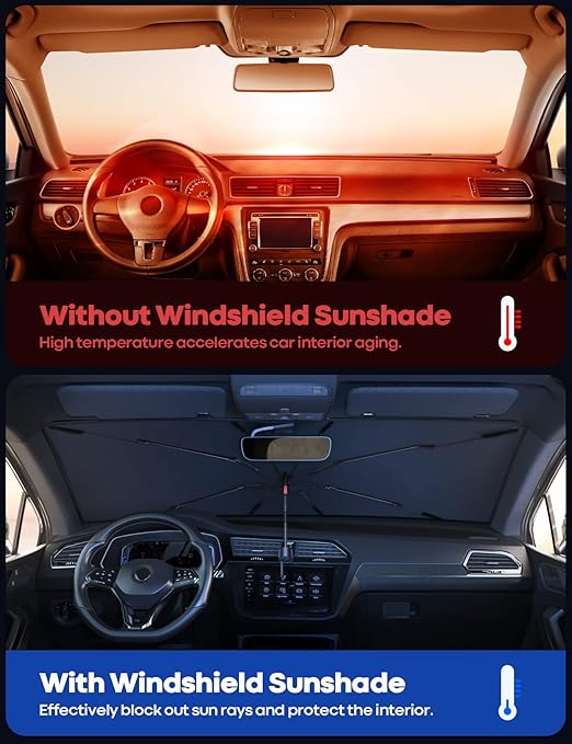 Before and After Windshield Sun Shade Comparison
